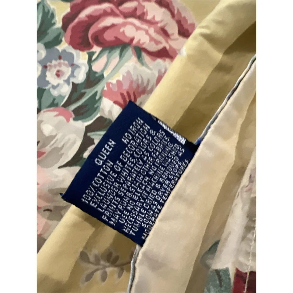 Ralph Lauren Evelyn Yellow Floral Queen Comforter & Flat Sheet USA Rare Vintage